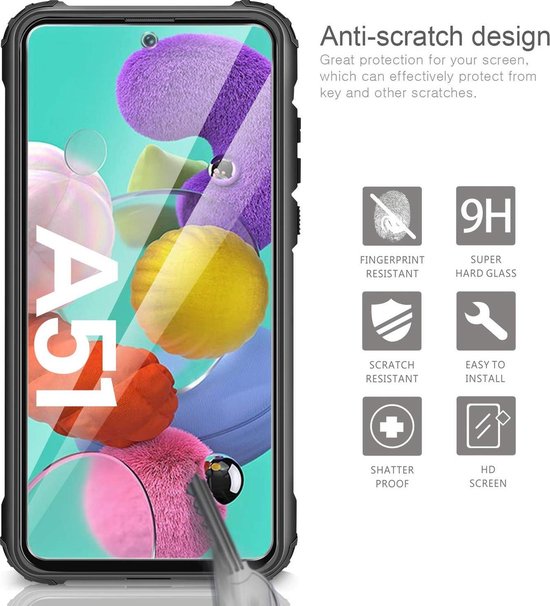 Samsung Galaxy A51 Hoesjes – Heavy Duty Backcover – Schokbestendig – Inclusief Tempered Glass Screenprotector – Zwart-Ilumina Benelux