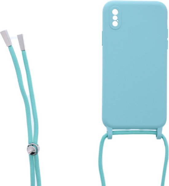iPhone X/XS Hoesjes – Siliconen TPU Backcover – Kettingkoord – Turquoise-Ilumina Benelux