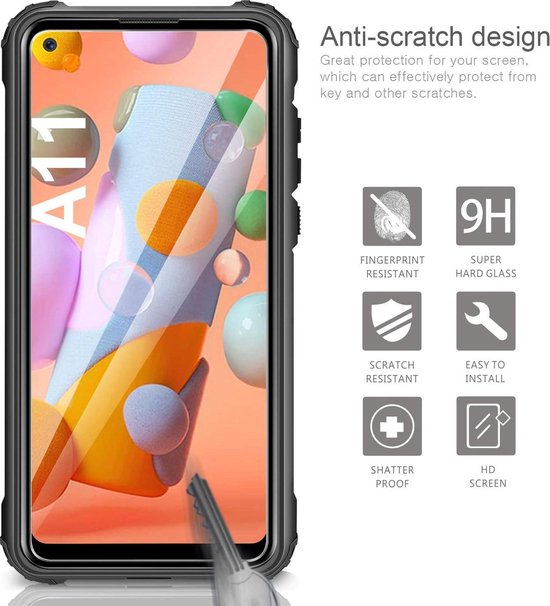 Samsung Galaxy A11 Hoesjes – Heavy Duty Backcover – Schokbestendig – Inclusief Screenprotector Gehard Glas – Zwart-Ilumina Benelux