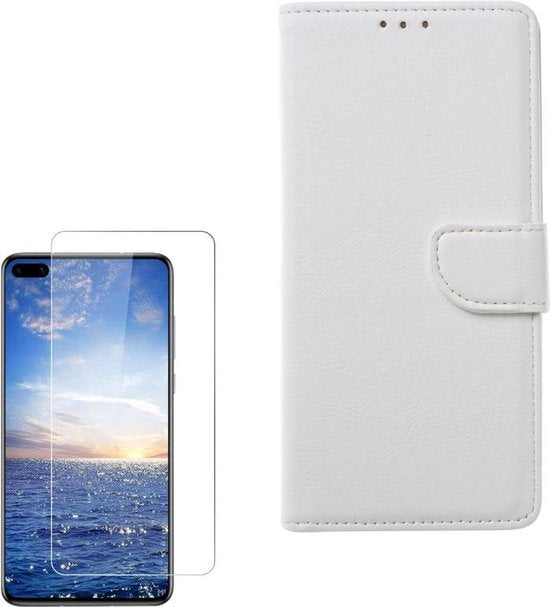 Huawei P40 Pro Plus Hoesjes – Portemonnee Backcover – Pasjeshouder – 2x Screenprotector – Wit-Ilumina Benelux