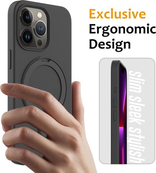 iPhone 14 Plus Hoesjes – Magnetische Backcover – MagSafe Compatibel – Standfunctie – Grijs-Ilumina Benelux