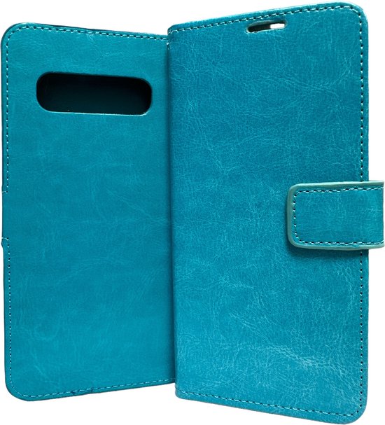 Samsung Galaxy S10 Plus Hoesjes – Portemonnee Book Case – Pasjeshouder – Magneetsluiting – Turquoise-Ilumina Benelux