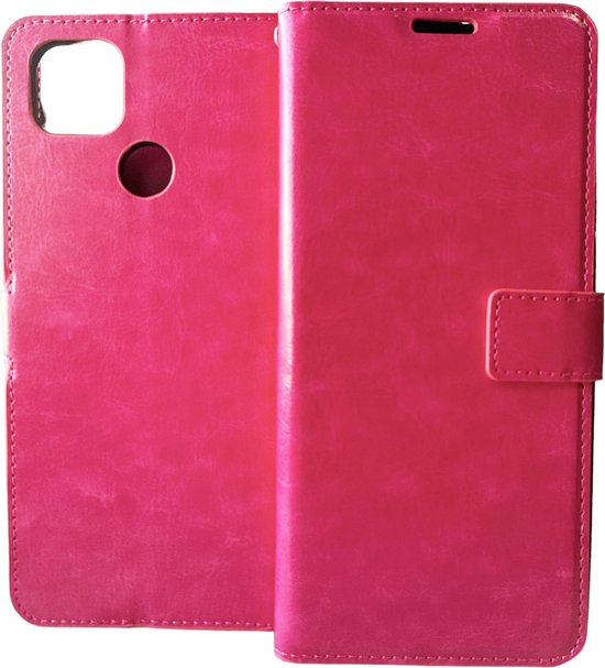 Xiaomi Redmi 9C Hoesjes – Bookcase Portemonnee Hoes – Pasjeshouder – Magneetsluiting – Roze-Ilumina Benelux