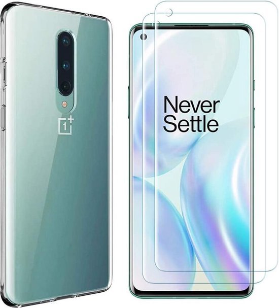 OnePlus 6T Hoesjes – Transparante Siliconen Backcover – Inclusief 2x Screenprotector – Anti-kras-Ilumina Benelux