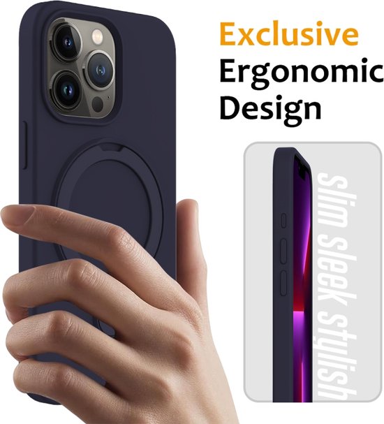 iPhone 14 Plus Hoesjes – MagSafe Backcover – Magnetische Standaard – Blauw-Ilumina Benelux