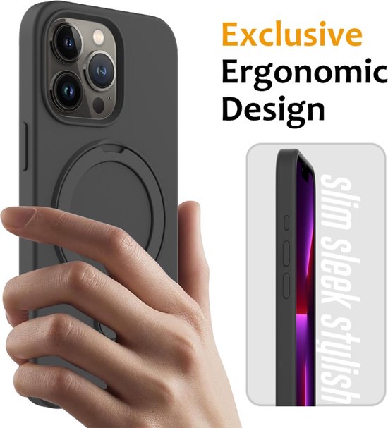 iPhone 14 Hoesjes – Backcover Case – Magnetische Standaard – MagSafe Compatibel – Grijs-Ilumina Benelux