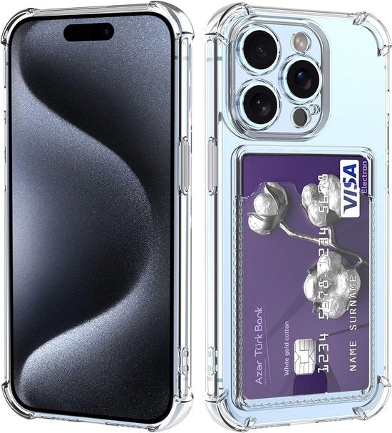 iPhone 16 Pro Max Hoesjes – TPU Backcover – Schokbestendig – Pasjeshouder – Transparant-Ilumina Benelux