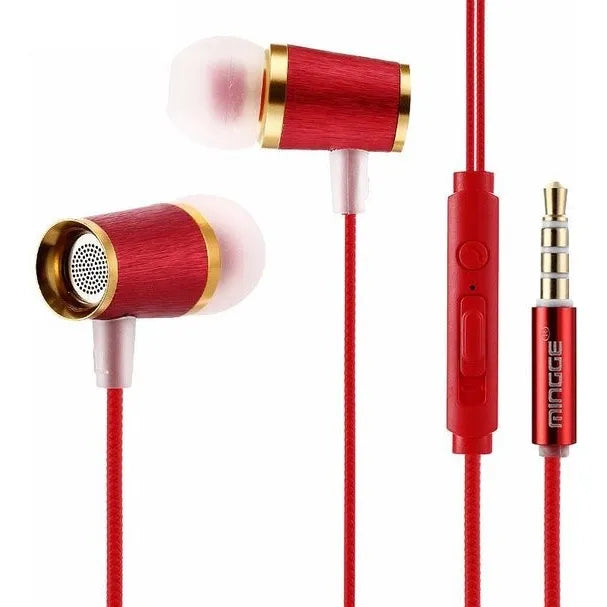 Mingge M21 High Bass In-Ear Oordopjes met Microfoon – 3.5mm Stereo Headset - Rood-Ilumina Benelux