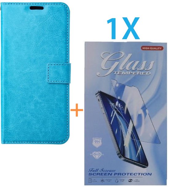 iPhone 16 Hoesjes – Portemonnee Hoes – Pasjeshouder – 1x Gehard Glas Screenprotector – Turquoise-Ilumina Benelux