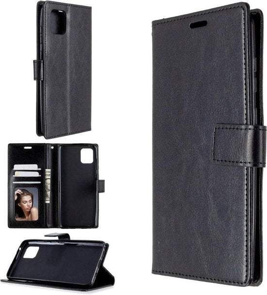 OnePlus 9 Hoesjes – Portemonnee Book Case – Pasjeshouder – 2x Screenprotector Gehard Glas – Zwart-Ilumina Benelux