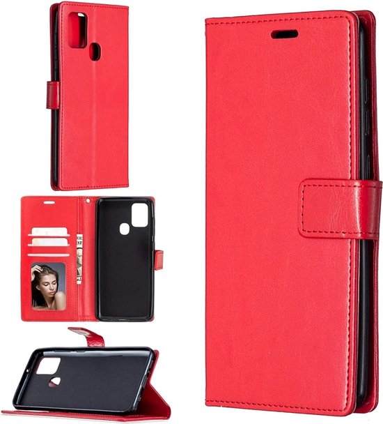 Motorola Moto G 5G Hoesjes – Portemonnee Book Case – Pasjeshouder – 2x Screenprotector – Rood-Ilumina Benelux