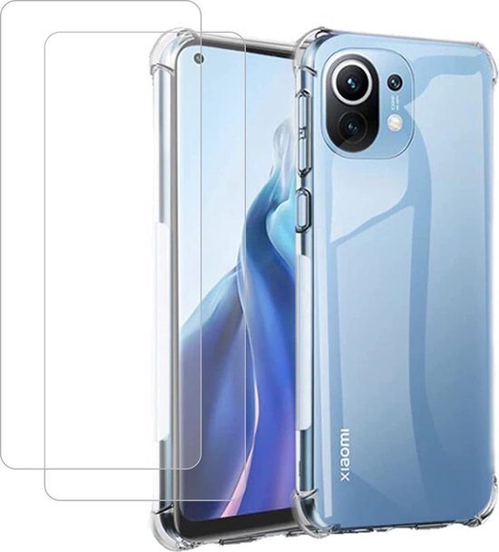 Xiaomi Mi 11 Hoesjes – Transparante Siliconen Backcover – Schokbestendig – 2x Gehard Glas Screenprotector-Ilumina Benelux