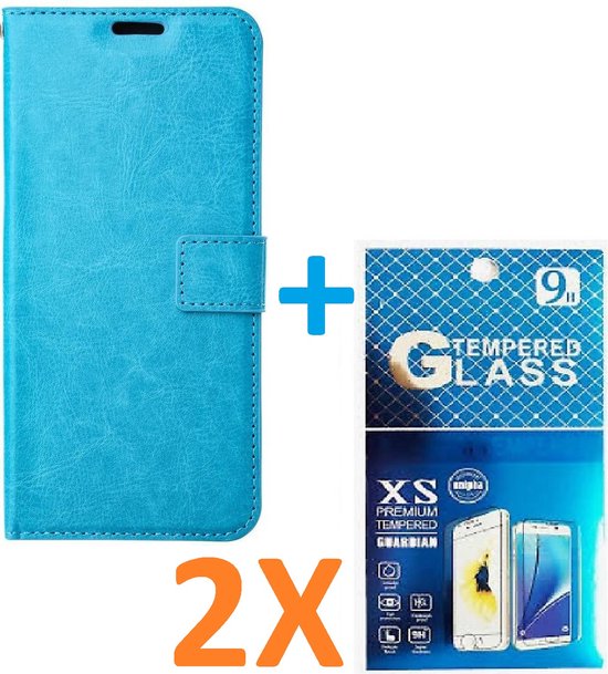 Oppo A77 5G Hoesjes – Portemonnee Book Case – Magneetsluiting – 2x Gehard Glas Screenprotector – Turquoise-Ilumina Benelux