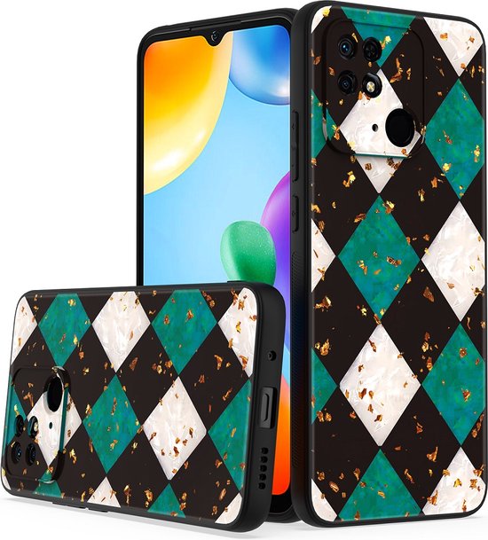 Xiaomi Redmi 10C Hoesjes – Siliconen Backcover – Marmer Print – Schokbestendig – Groen-Ilumina Benelux