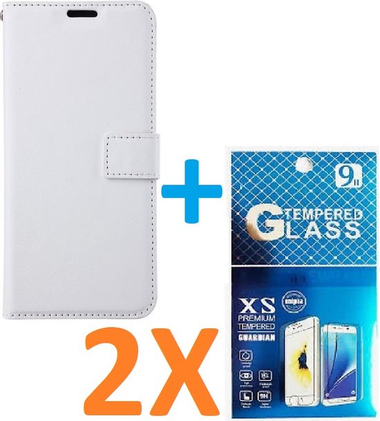 iPhone 13 Pro Hoesjes – Portemonnee Book Case – Magneetsluiting – 2x Gehard Glas Screenprotector – Wit-Ilumina Benelux