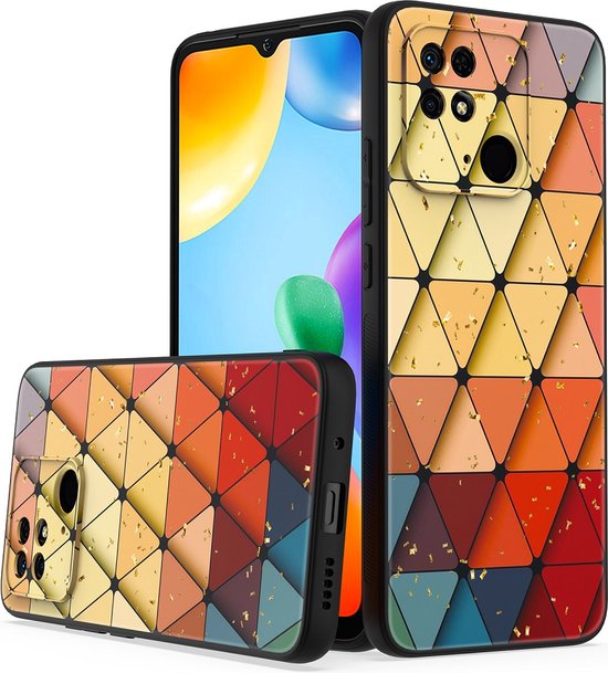 Xiaomi Redmi 10C Hoesjes – Siliconen Backcover – Marmer Triangle Print – Schokbestendig-Ilumina Benelux