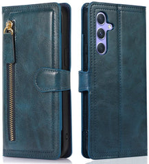 Samsung Galaxy A36/A56 5G Hoesjes – Bookcase Flipcover – Ritssluiting – Magneetsluiting – 5 Pasjeshouder – Blauw