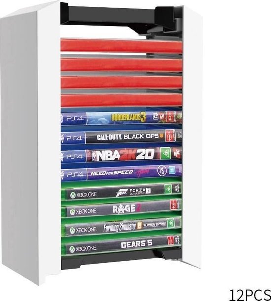 Game opbergrek – Gaming tower organizer – Spellenhouder standaard – Voor Nintendo Switch, PS5/PS4 & Xbox One games – Zwart