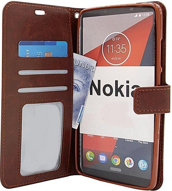 Nokia 2 Hoesjes – Bookcase Portemonnee Hoes – Pasjeshouder – Magneetsluiting – Bruin-Ilumina Benelux