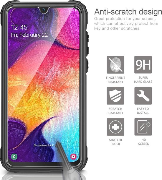 Samsung Galaxy A50 Hoesjes – Heavy Duty Backcover – Schokbestendig – Incl. Gehard Glas Screenprotector – Zwart-Ilumina Benelux