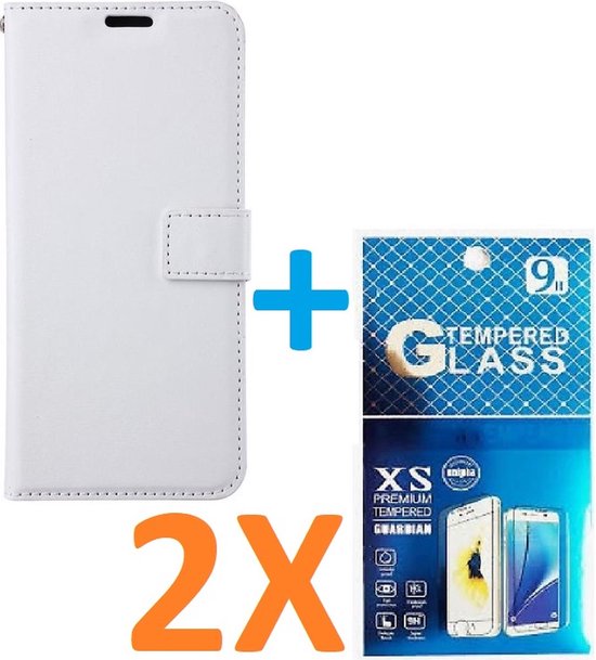 iPhone 15 Plus Hoesjes – Portemonnee Book Case – Magneetsluiting – 2x Glazen Screenprotector – Wit-Ilumina Benelux
