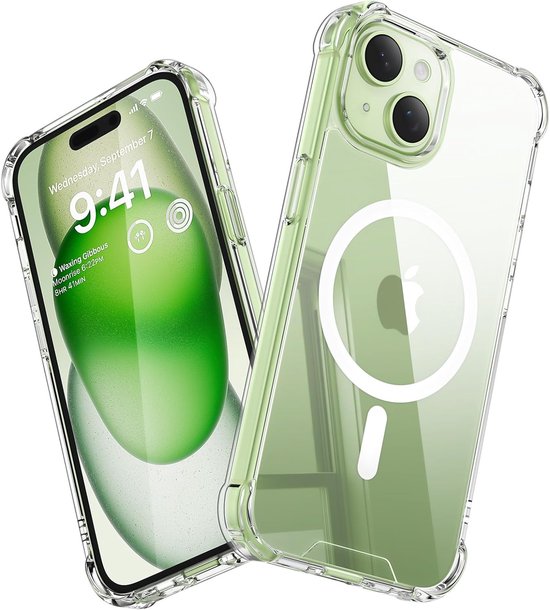iPhone 15 Plus Hoesjes – MagSafe Compatibel – Magnetische Backcover – Schokbestendig – Transparant-Ilumina Benelux