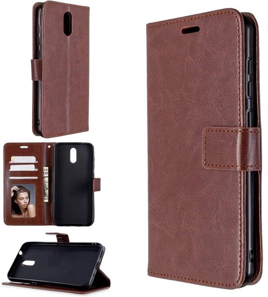 Nokia 2.4 Hoesjes – Portemonnee Book Case – Pasjeshouder – Magneetsluiting – Bruin-Ilumina Benelux