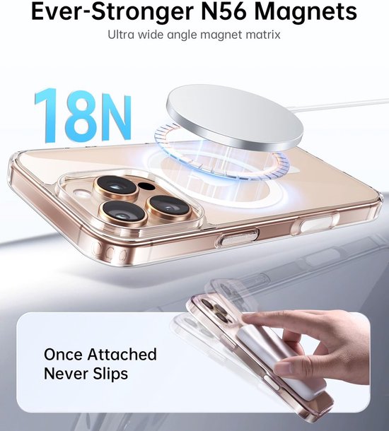 iPhone 16 Plus Hoesjes – Transparante Backcover – MagSafe Compatibel – Schokbestendig – Helder Transparant-Ilumina Benelux