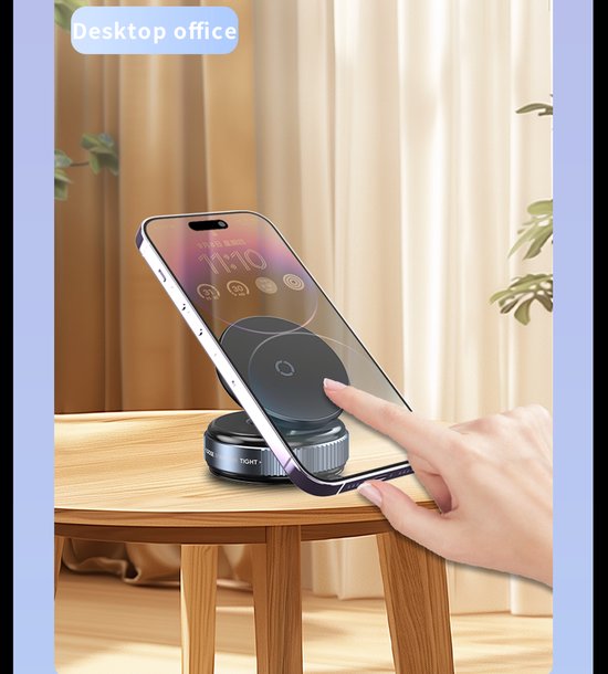 Telefoonhouder auto – Magnetisch vacuüm zuignap – 360° draaibaar & verstelbaar – Handsfree voor dashboard & glad oppervlak – Zwart-Ilumina Benelux