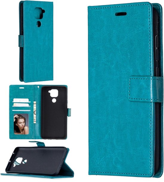 Xiaomi Redmi Note 9 Hoesjes – Portemonnee Book Case – Pasjeshouder – Magneetsluiting – Turquoise-Ilumina Benelux