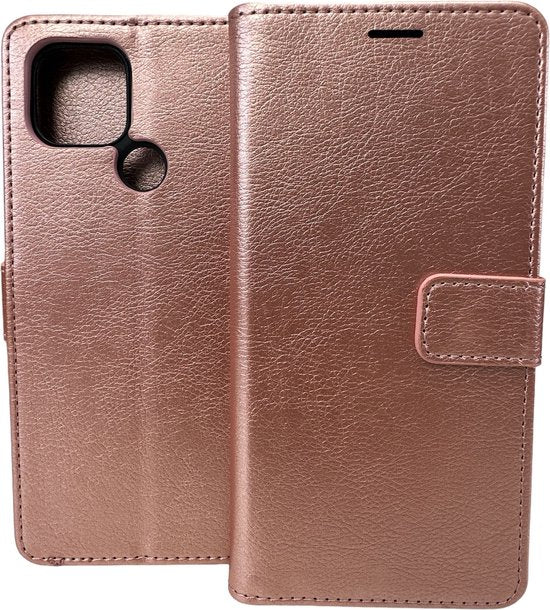 Oppo A15/A15s Hoesjes – Portemonnee Book Case – Pasjeshouder – Magneetsluiting – Roségoud-Ilumina Benelux
