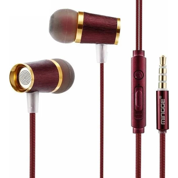 Mingge M21 High Bass In-Ear Oordopjes met Microfoon – 3.5mm Stereo Headset - Wine Red-Ilumina Benelux