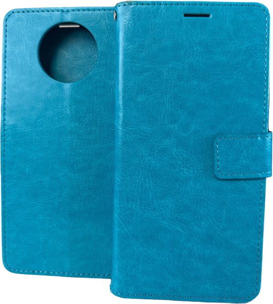 Xiaomi Redmi Note 9 5G Hoesjes – Portemonnee Book Case – Pasjeshouder – Magneetsluiting – Turquoise-Ilumina Benelux