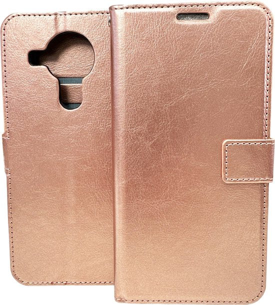 Nokia 5.4 Hoesjes – Bookcase Portemonnee – Magneetsluiting – 2x Screenprotector – Roségoud-Ilumina Benelux