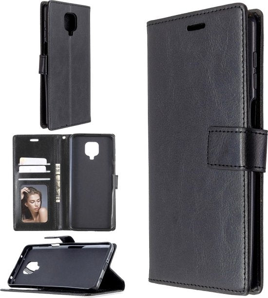 Xiaomi Redmi Note 9 Pro/9S Hoesjes – Portemonnee Book Case – Pasjeshouder – 2x Screenprotector Gehard Glas – Zwart-Ilumina Benelux