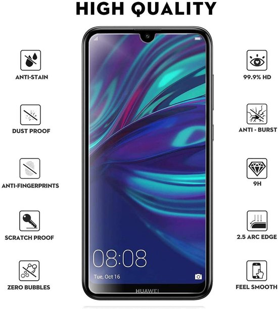 Huawei Y7 (2019) Hoesjes – Portemonnee Hoes – Pasjeshouder – Inclusief 2x Screenprotector – Zwart-Ilumina Benelux