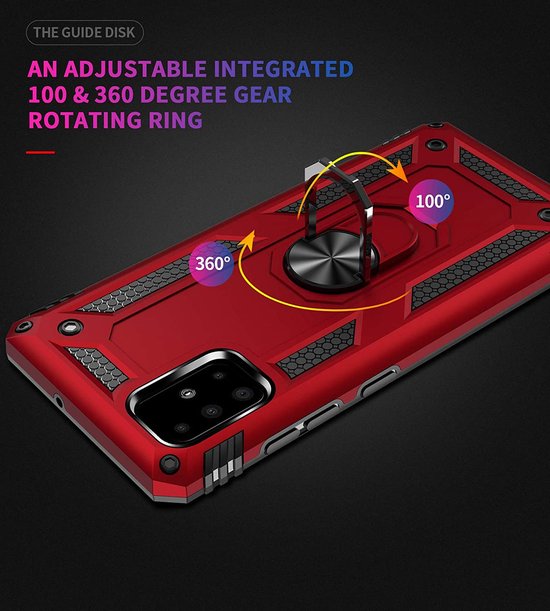 Samsung Galaxy A41 Hoesjes – Ring Armor Backcover – 360° Draaibare Standaard – Magneet – Roségoud-Ilumina Benelux