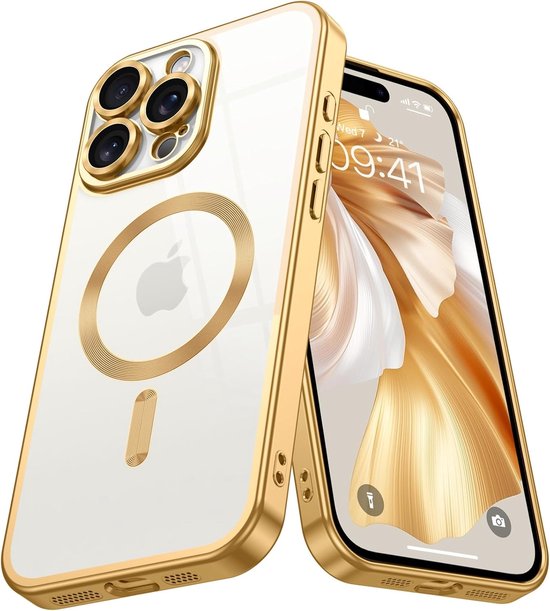 iPhone 14 Plus Hoesjes – MagSafe Compatible Backcover – Ingebouwde Camerabescherming – Goud-Ilumina Benelux