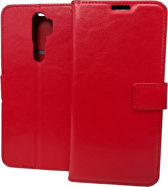 Oppo A9 2020 Hoesjes – Portemonnee Book Case – Magneetsluiting – 2x Gehard Glas Screenprotector – Rood-Ilumina Benelux