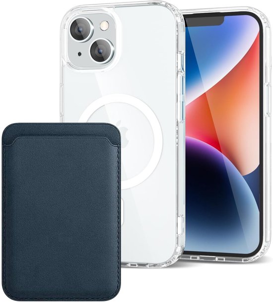iPhone 14 Plus Hoesjes – Anti-Shock Backcover met MagSafe – Magnetische Pasjeshouder – GroenBlauw-Ilumina Benelux