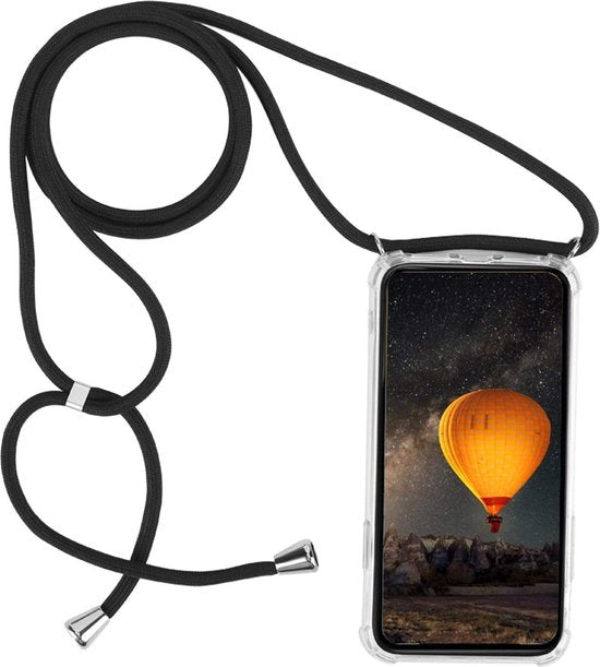 Samsung Galaxy A10S Hoesjes – Backcover met koord – Schokbestendig – Draagriem schouder/nek – Zwart-Ilumina Benelux