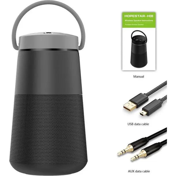 HOPESTAR H33 Premium Bluetooth Speaker – Draagbare Draadloze Speaker met FM Radio & Powerbank – Grijs-Ilumina Benelux