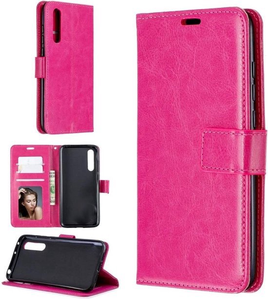 Huawei P20 Hoesjes – Bookcase Portemonnee Hoes – Pasjeshouder – Magneetsluiting – Roze-Ilumina Benelux