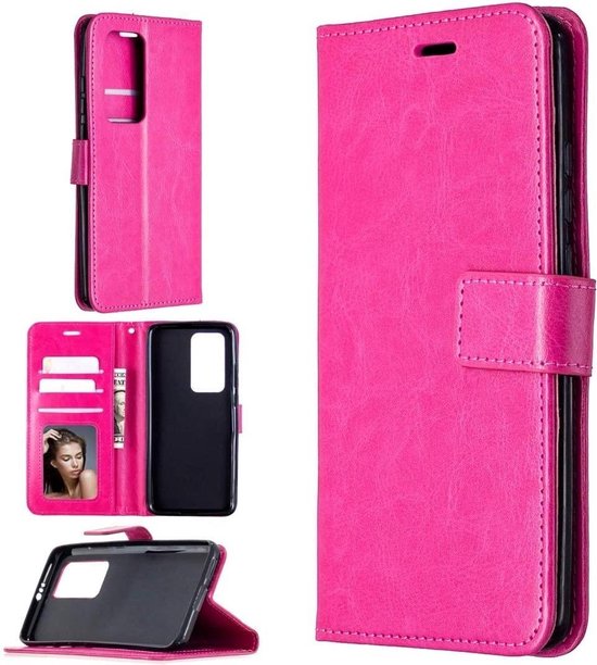 Oppo Find X3 Neo Hoesjes – Portemonnee Book Case – Pasjeshouder – 2x Gehard Glas Screenprotector – Roze-Ilumina Benelux