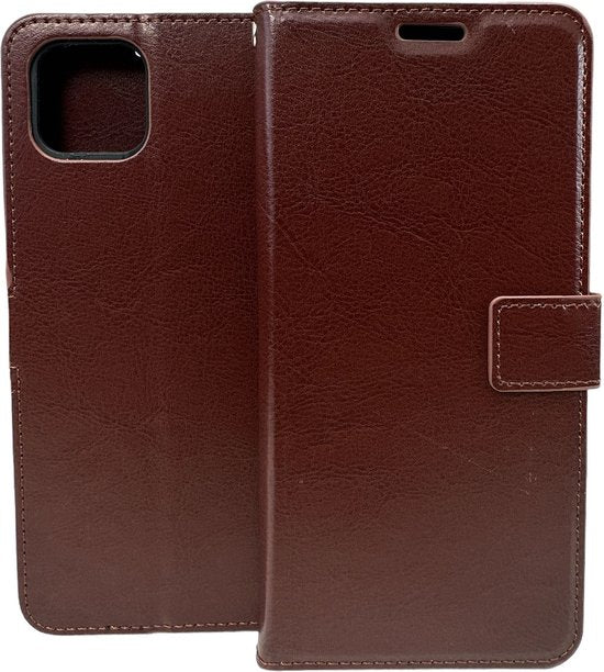 Oppo A73 5G Hoesjes – Portemonnee Bookcase – Magneetsluiting – 2x Gehard Glas Screenprotector – Bruin-Ilumina Benelux