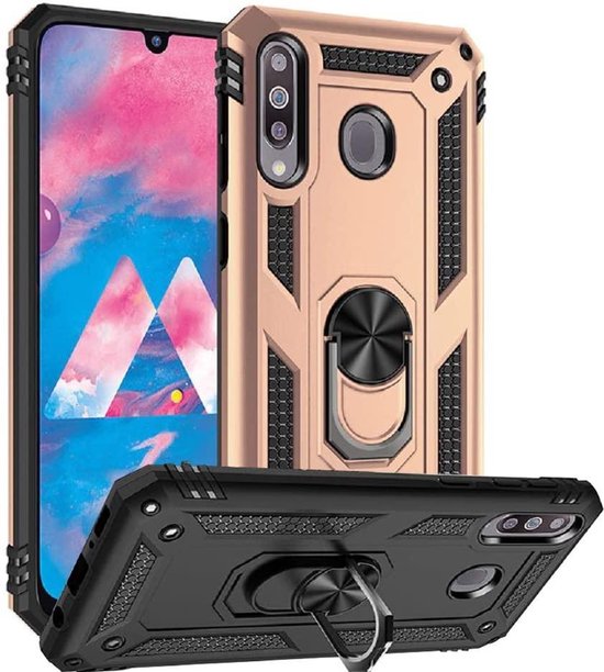 Motorola Moto G8 Power Hoesjes – Anti-Shock Hybride Backcover – Ringhouder – Armor Case – Goud-Ilumina Benelux