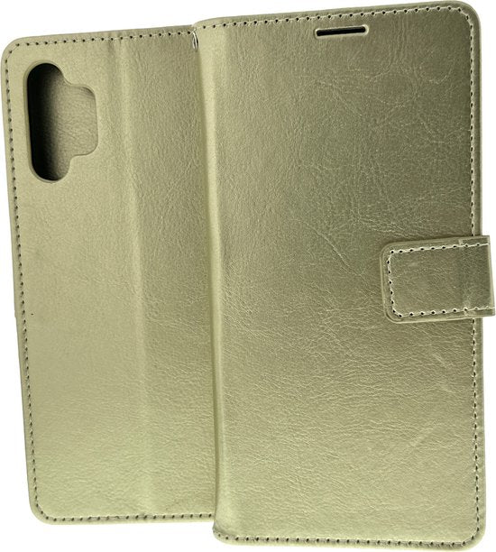 Samsung Galaxy A13 5G Hoesjes – Portemonnee Hoes – Magneetsluiting – 2 Pack Screenprotector – Goud-Ilumina Benelux