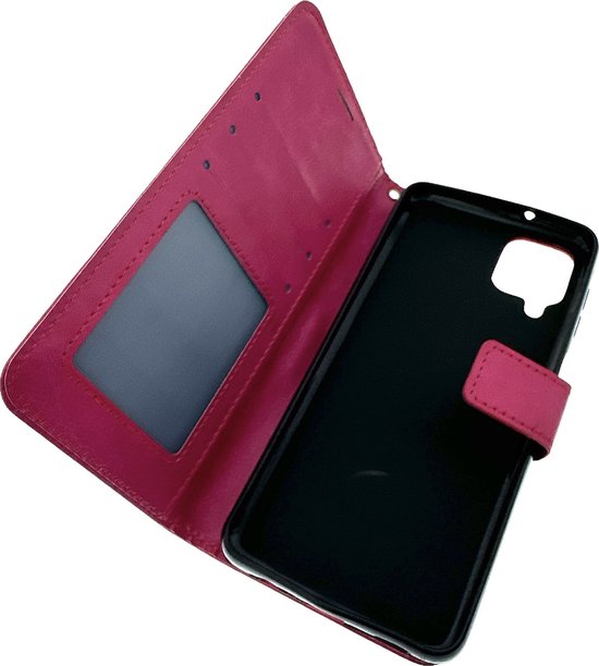 Portemonnee Hoesje - 2 Pack Screenprotector Geschikt voor: Samsung Galaxy A12 - Roze