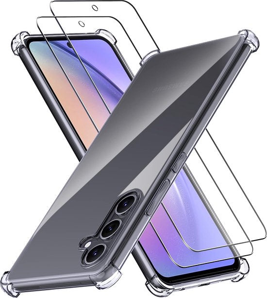 Samsung Galaxy A54 5G Hoesjes – Siliconen Backcover – Schokbestendig – Transparant – Incl. 2x Screenprotector-Ilumina Benelux