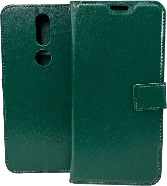 Nokia 2.4 Hoesjes – Portemonnee Book Case – Pasjeshouder – 2x Gehard Glas Screenprotector – Groen-Ilumina Benelux